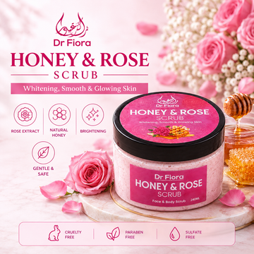 Dr Fiora Honey and Rose Scrub: Brightens Skin, Removes Dead Skin Cells, And Makes Skin Soft And Smooth 240g