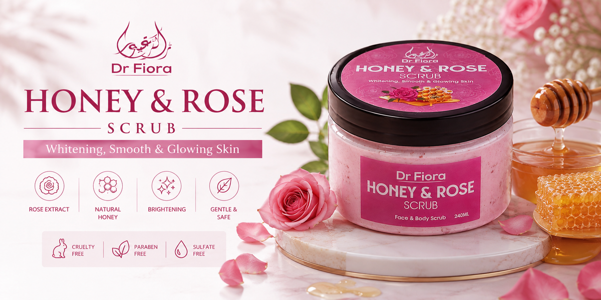 Dr Fiora Honey and Rose Scrub: Brightens Skin, Removes Dead Skin Cells, And Makes Skin Soft And Smooth 240g
