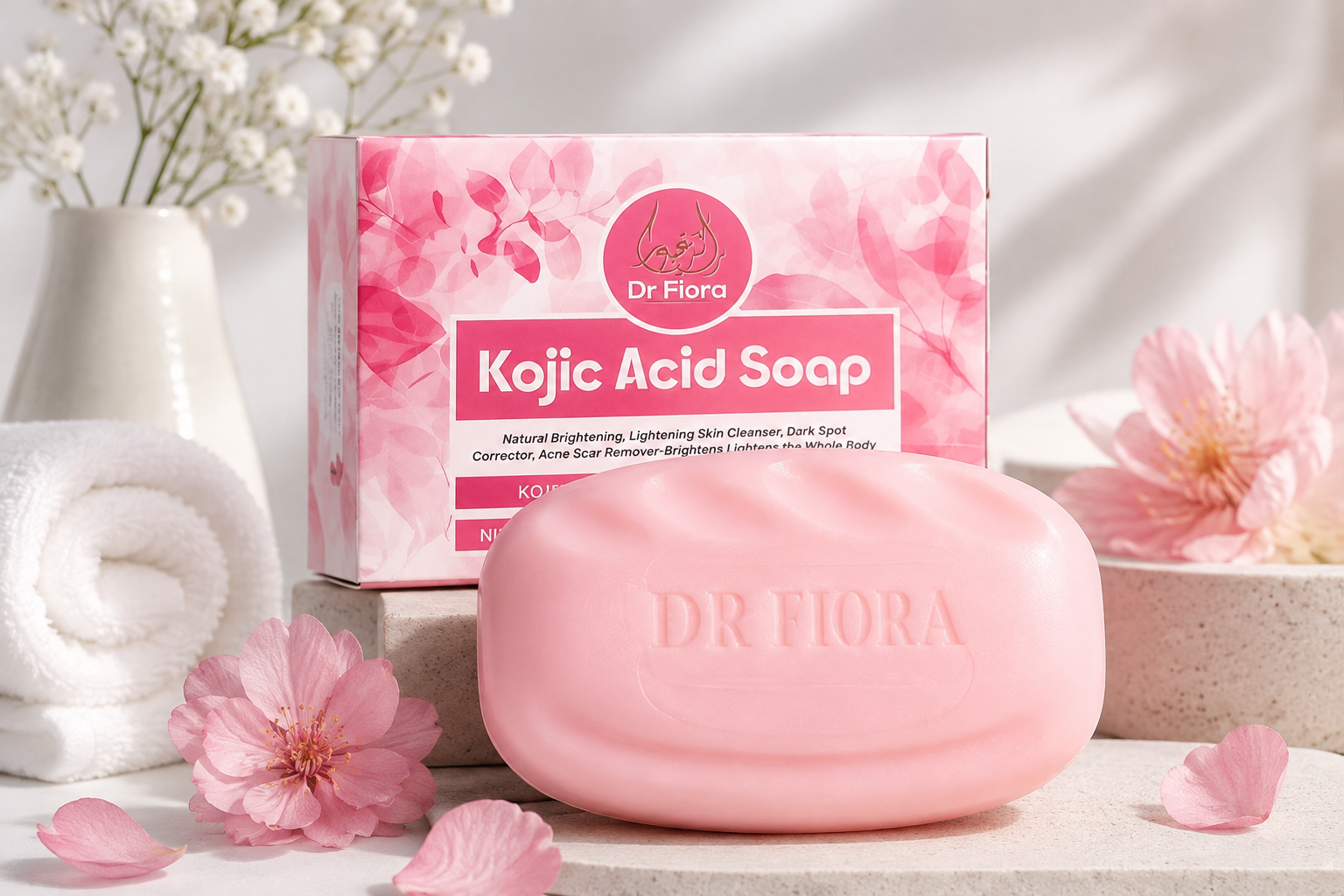 Dr Fiora kojic acid soap 100g used for Whitening and Remove Acne, Pimples and Dark Spots for 7 days