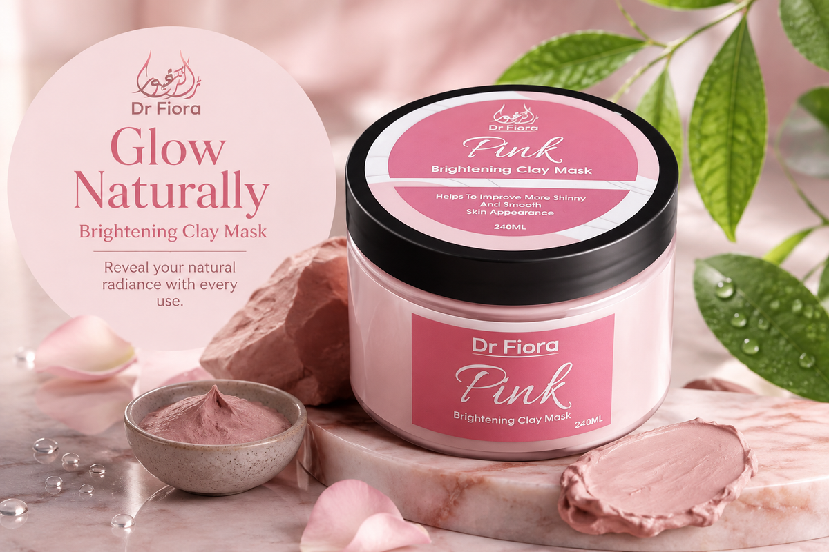 Dr Fiora Pink Whitening Clay Mask: Anti-Acne Blackhead mask, And Skin Brightening & Glowing Mask For Face 240g